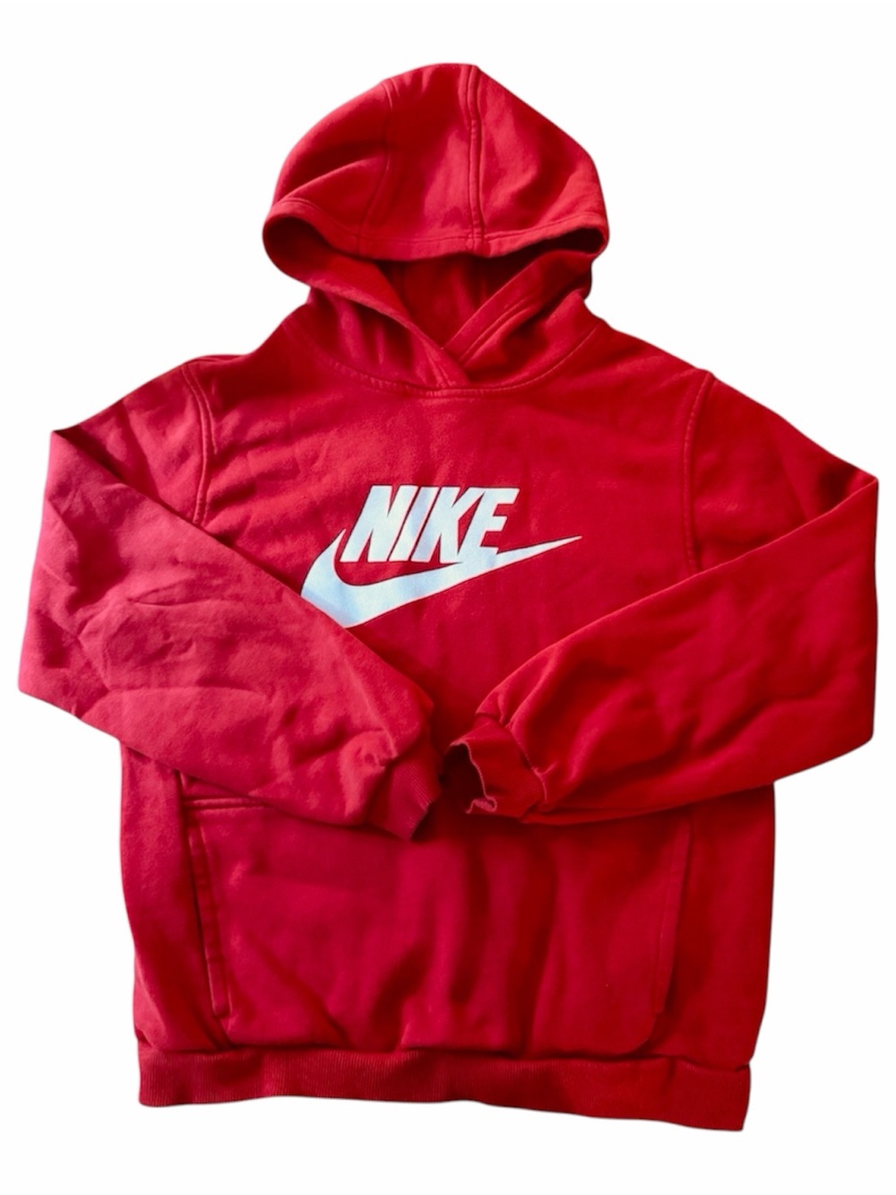 Nike Youth Red With White Logo Hoodie